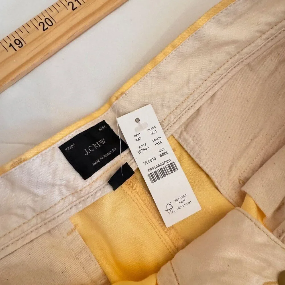 NWT Men's J. Crew Butter Yellow Chino Pants Sz 36x32 Preppy Spring Summer Easter